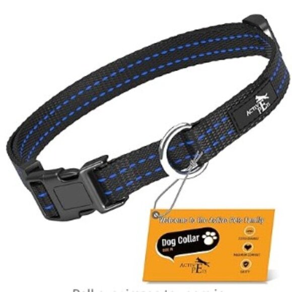 2 PACK ADJUSTABLE QUICK RELEASE DOG COLLAR BLUE - Picture 1 of 9